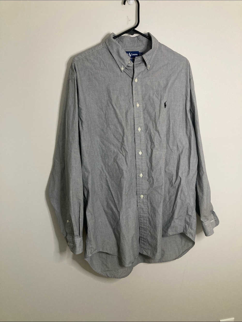 Ralph Lauren Gray Long-Sleeve Button-Down Yarmouth Oxford Shirt 17